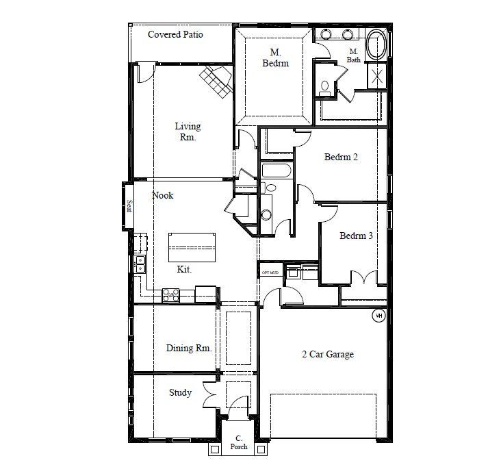 2D floor plan layout for the Stratford by Cheldan Homes in Sunset Ridge, Keene, TX (Image 1). 2D floor plan layout for the Stratford by Cheldan Homes in Sunset Ridge, Keene, TX (Image 1).