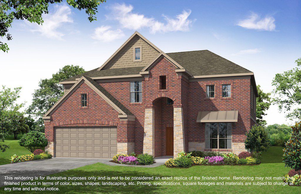 Front exterior of a new home in Briarwood Crossing, Rosenberg, TX, highlighting curb appeal (Image 1). Front exterior of a new home in Briarwood Crossing, Rosenberg, TX, highlighting curb appeal (Image 1).