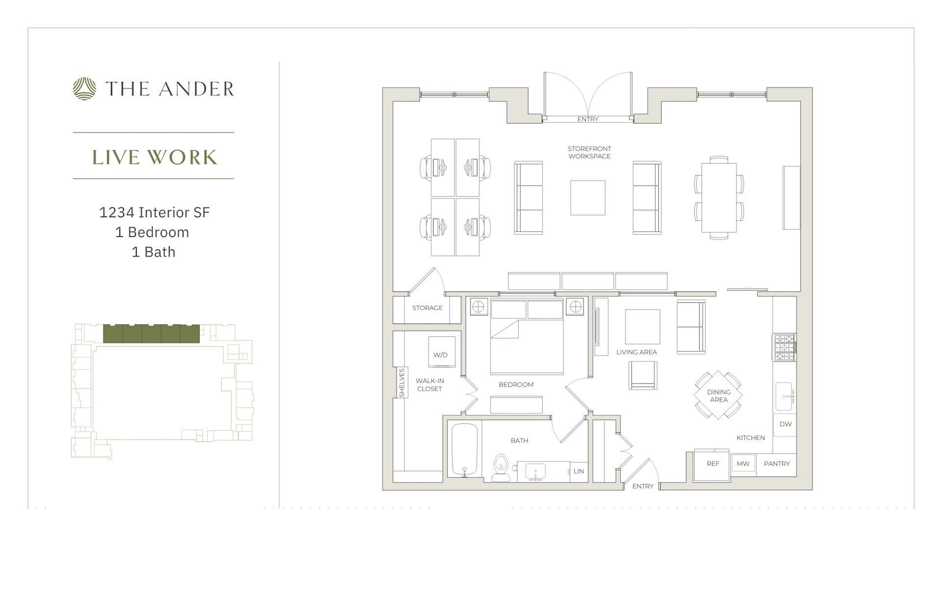 2D floor plan layout for the Live Work by Ledgestone Development Group in The Ander, Austin, TX (Image 1). 2D floor plan layout for the Live Work by Ledgestone Development Group in The Ander, Austin, TX (Image 1).