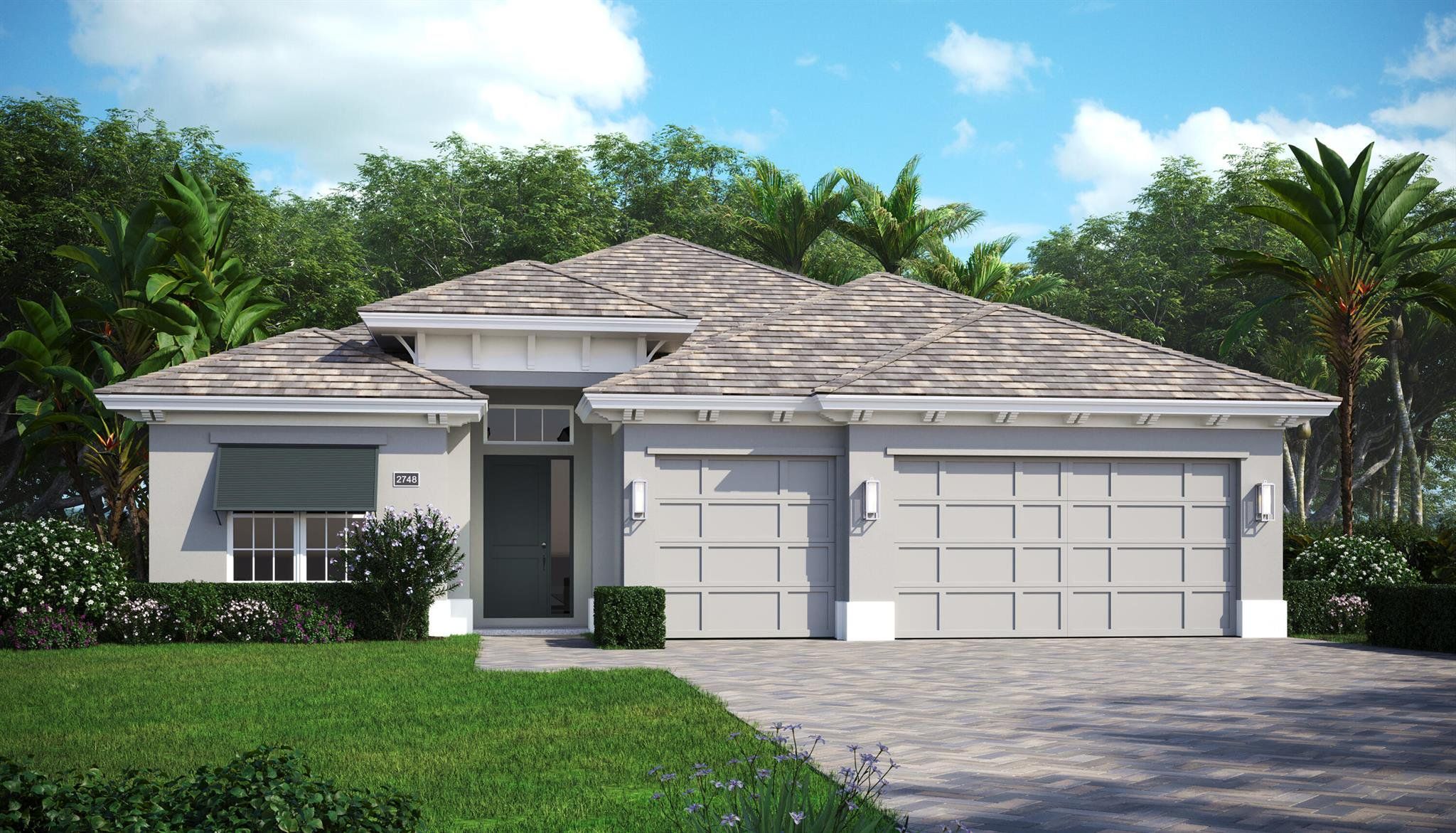 Front exterior of a new home in Belterra, Port St. Lucie, FL, highlighting curb appeal (Image 1). Front exterior of a new home in Belterra, Port St. Lucie, FL, highlighting curb appeal (Image 1).