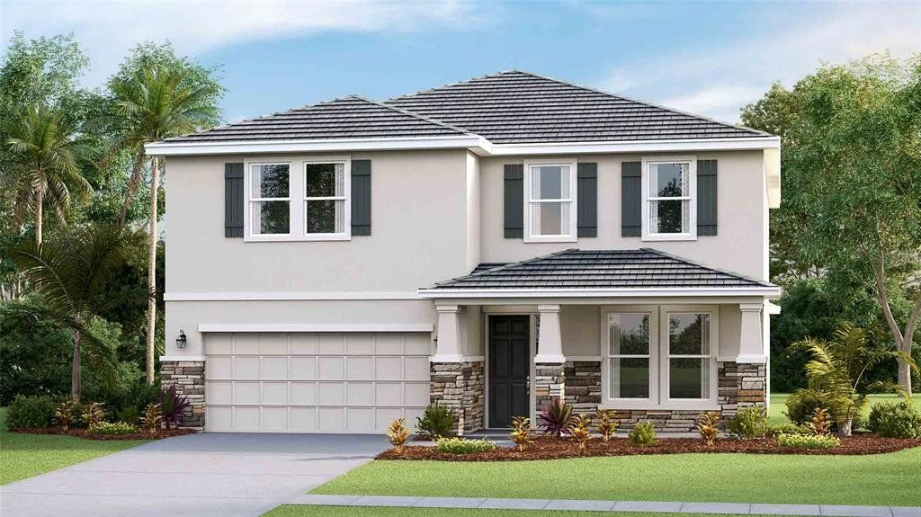 Front exterior of a new home in Star Farms at Lakewood Ranch, Lakewood Ranch, FL, highlighting curb appeal (Image 1). Front exterior of a new home in Star Farms at Lakewood Ranch, Lakewood Ranch, FL, highlighting curb appeal (Image 1).