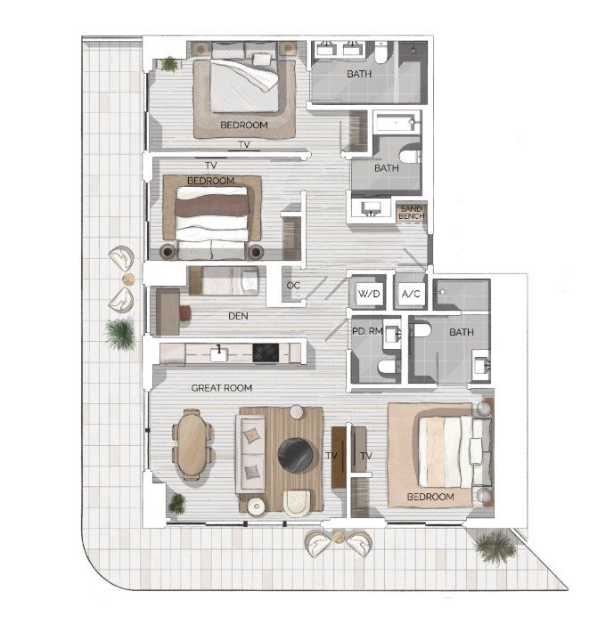 2D floor plan layout for the Penthouse 03 Ada by Newgard Development Group in Lofty Brickell, Miami, FL (Image 1).