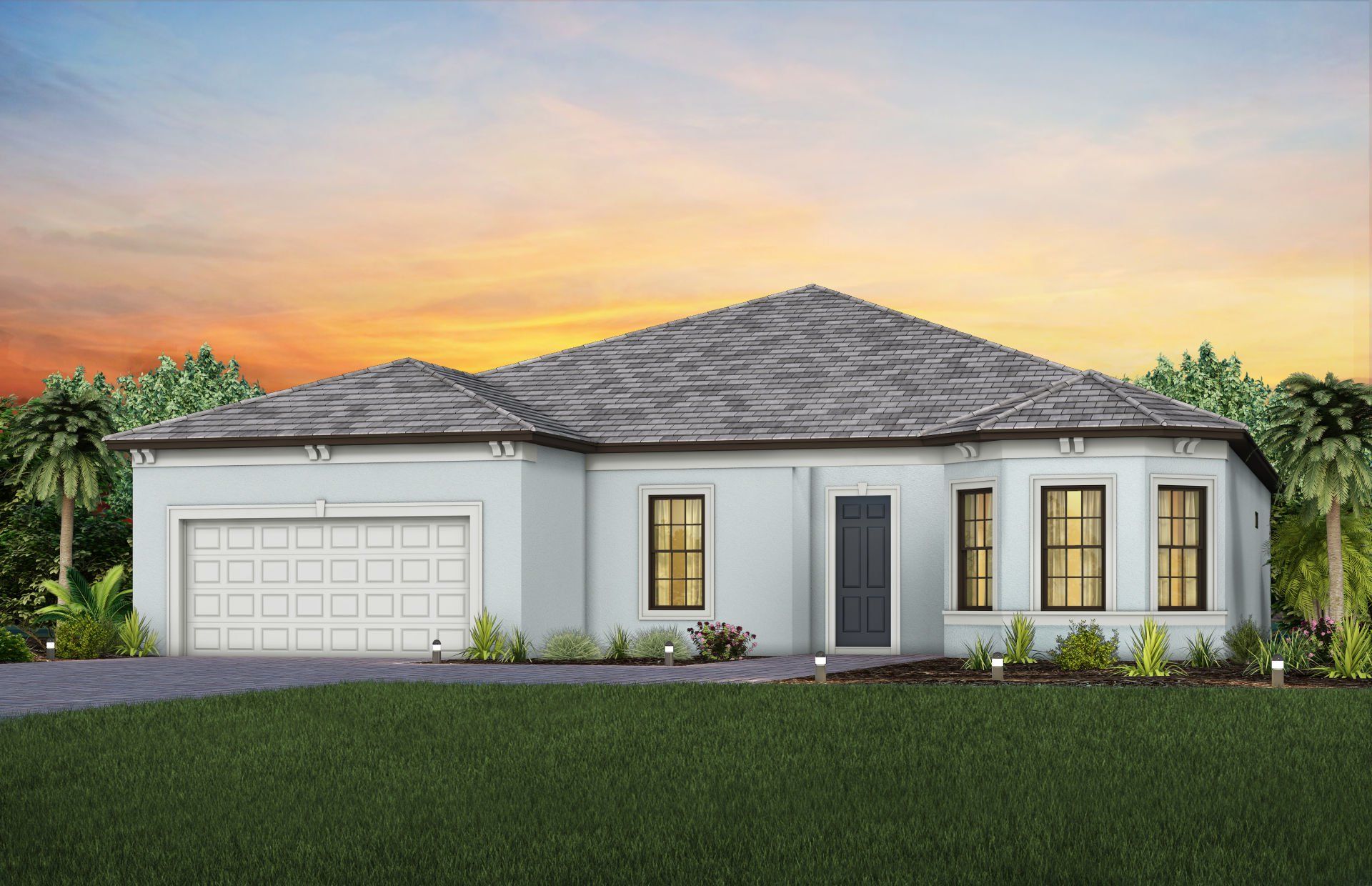 Front exterior of a new home in Terreno, Naples, FL, highlighting curb appeal (Image 1). Front exterior of a new home in Terreno, Naples, FL, highlighting curb appeal (Image 1).