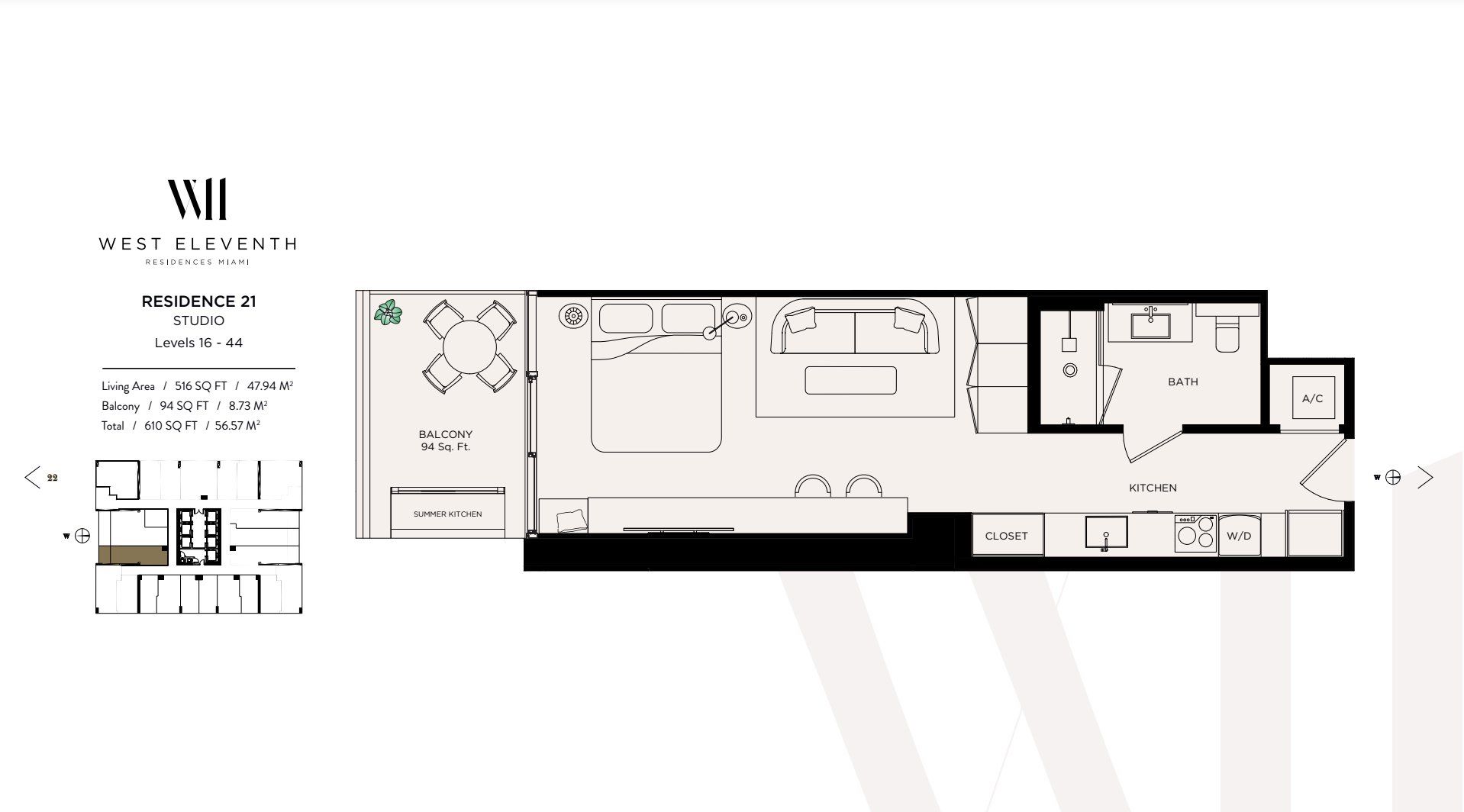 2D floor plan layout for the Residence 21 by Property Markets Group in West Eleventh Residences, Miami, FL (Image 1). 2D floor plan layout for the Residence 21 by Property Markets Group in West Eleventh Residences, Miami, FL (Image 1).