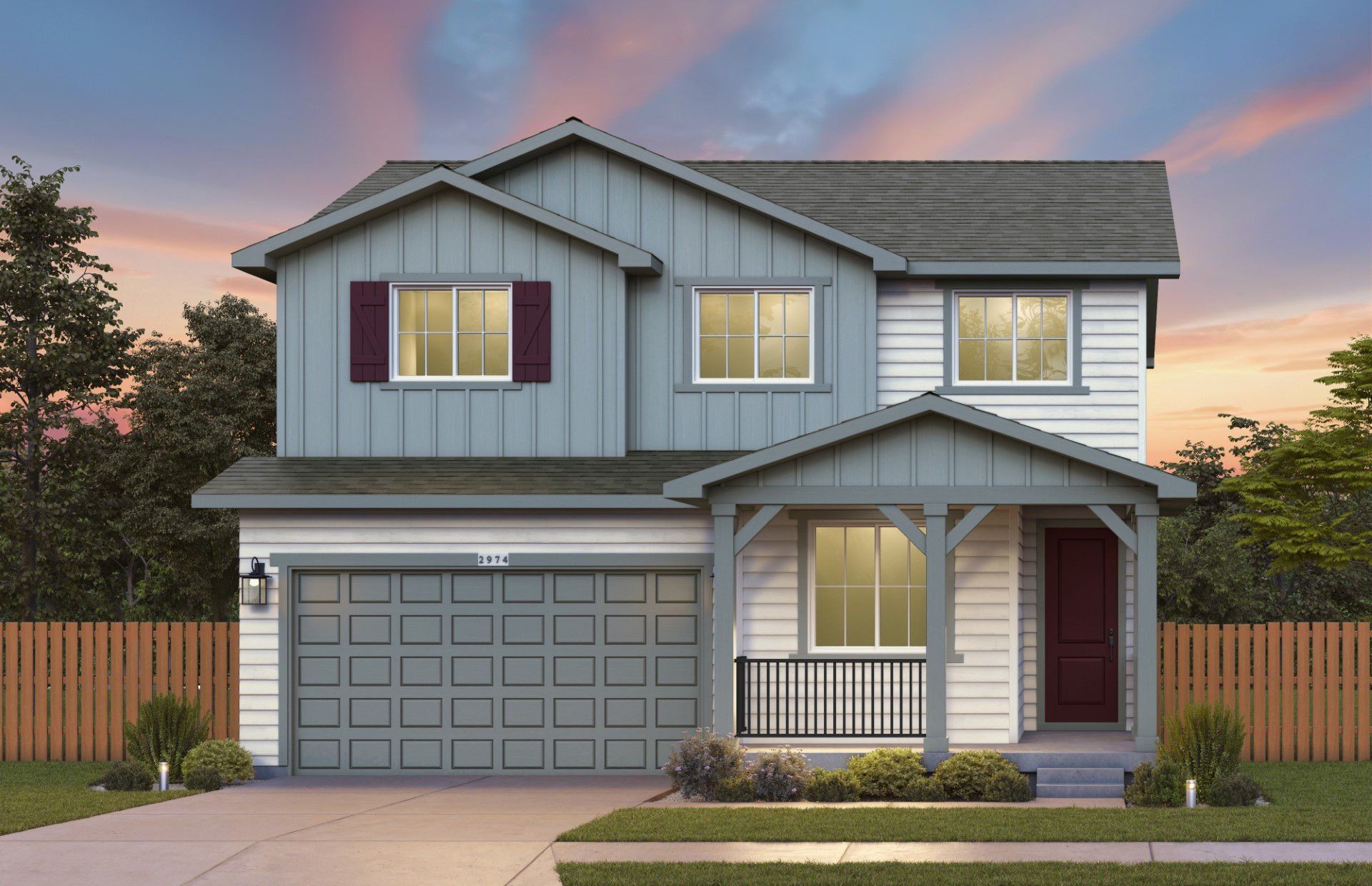 Front exterior of a new home in Cordovan, Firestone, CO, highlighting curb appeal (Image 1). Front exterior of a new home in Cordovan, Firestone, CO, highlighting curb appeal (Image 1).