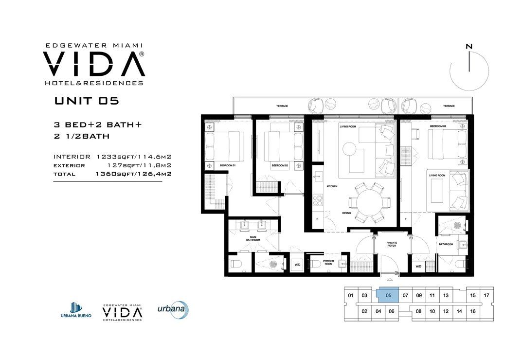2D floor plan layout for the Unit 05 by Urbana Holdings in Vida Hotel & Residences, Miami, FL (Image 1). 2D floor plan layout for the Unit 05 by Urbana Holdings in Vida Hotel & Residences, Miami, FL (Image 1).
