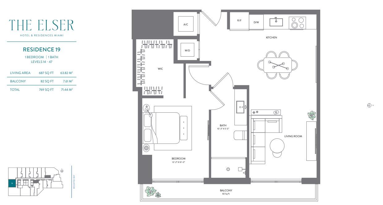 2D floor plan layout for the Residence 19 by Property Markets Group in The Elser Hotel & Residences, Miami, FL (Image 1). 2D floor plan layout for the Residence 19 by Property Markets Group in The Elser Hotel & Residences, Miami, FL (Image 1).