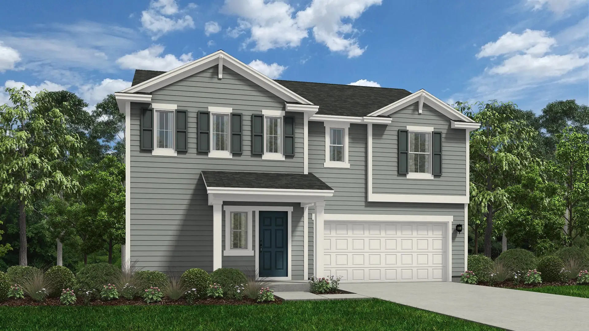 Front exterior of a new home in Taiz Ridge, Aberdeen, NC, highlighting curb appeal (Image 1). Front exterior of a new home in Taiz Ridge, Aberdeen, NC, highlighting curb appeal (Image 1).
