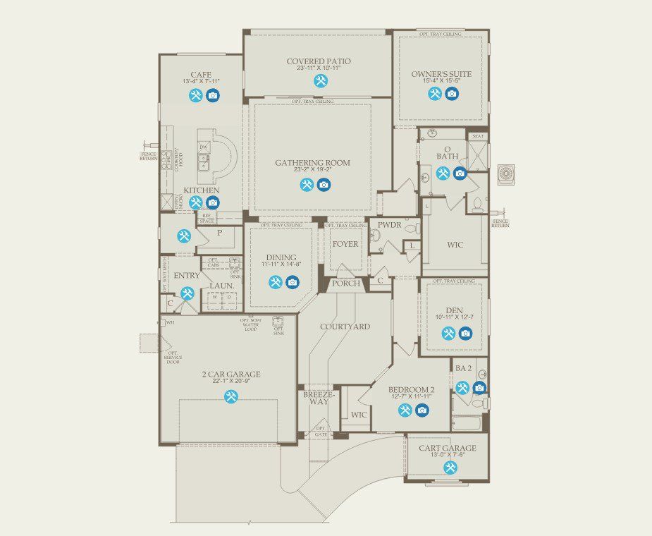 2D floor plan layout of this home in Sun City Anthem at Merrill Ranch, Florence, AZ (Image 1).