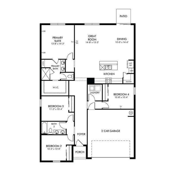 2D floor plan layout of this home in The Meadow at Crossprairie, St. Cloud, FL (Image 1). 2D floor plan layout of this home in The Meadow at Crossprairie, St. Cloud, FL (Image 1).