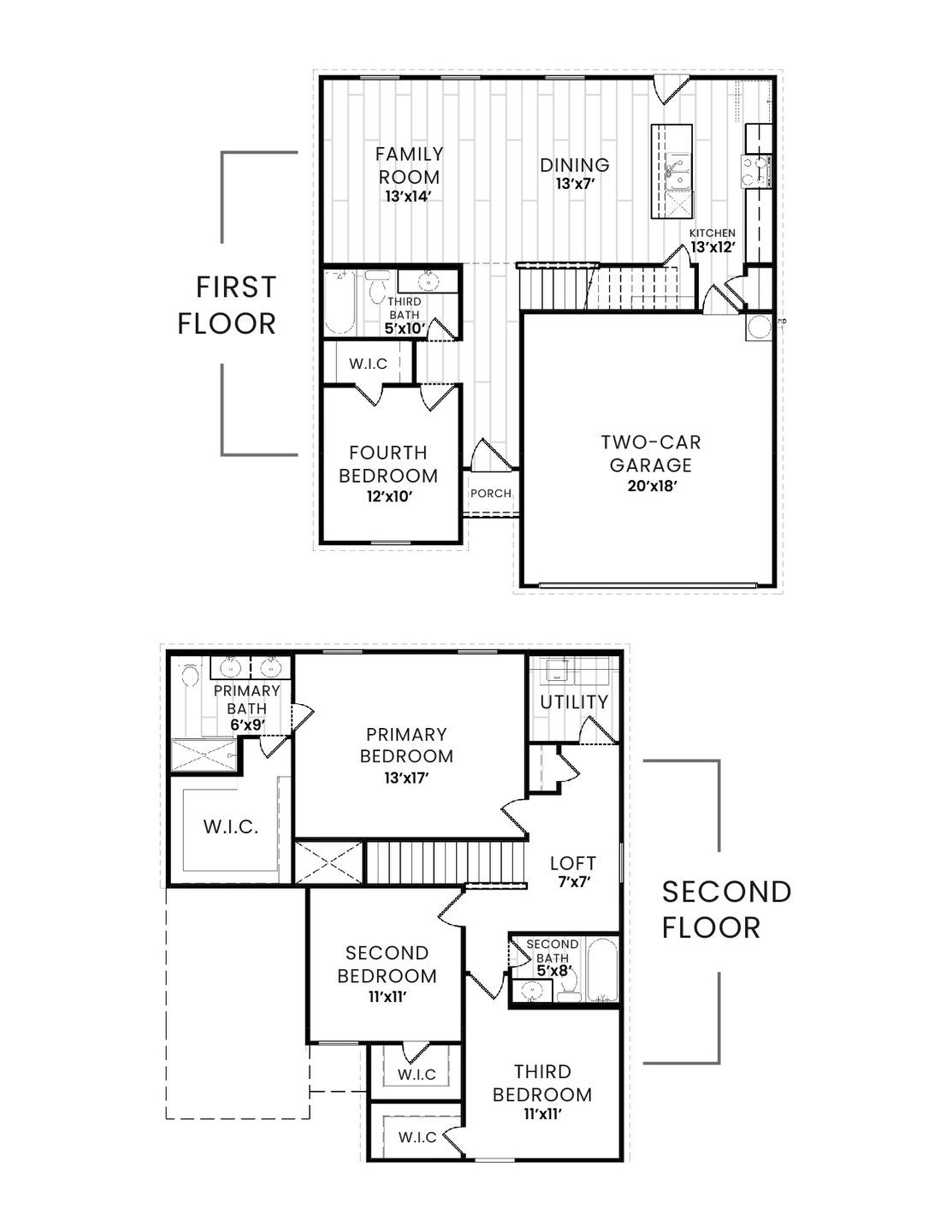 2D floor plan layout for the Pecan Plan by Dunhill Homes in Labein Villas, Greenville, TX (Image 1). 2D floor plan layout for the Pecan Plan by Dunhill Homes in Labein Villas, Greenville, TX (Image 1).