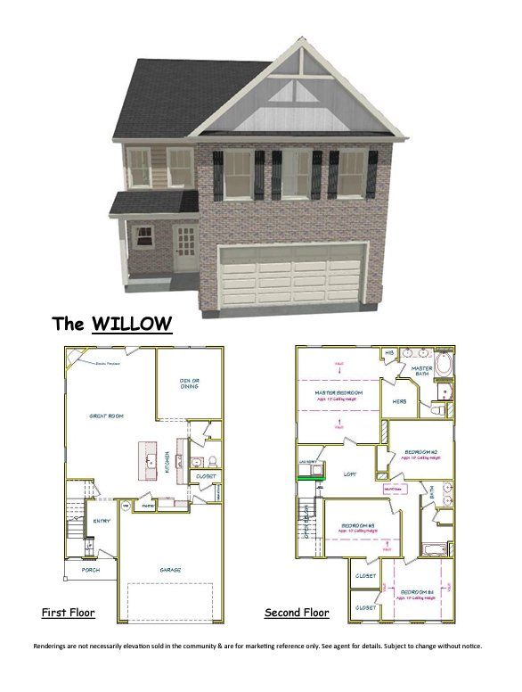 Image 1 representing the Willow by Capshaw in Laney Place, Rex, GA.