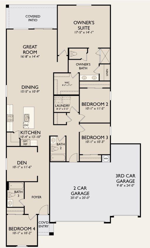 2D floor plan layout for the Poppy by Ashton Woods in Claro at Amarillo Creek, Maricopa, AZ (Image 1). 2D floor plan layout for the Poppy by Ashton Woods in Claro at Amarillo Creek, Maricopa, AZ (Image 1).