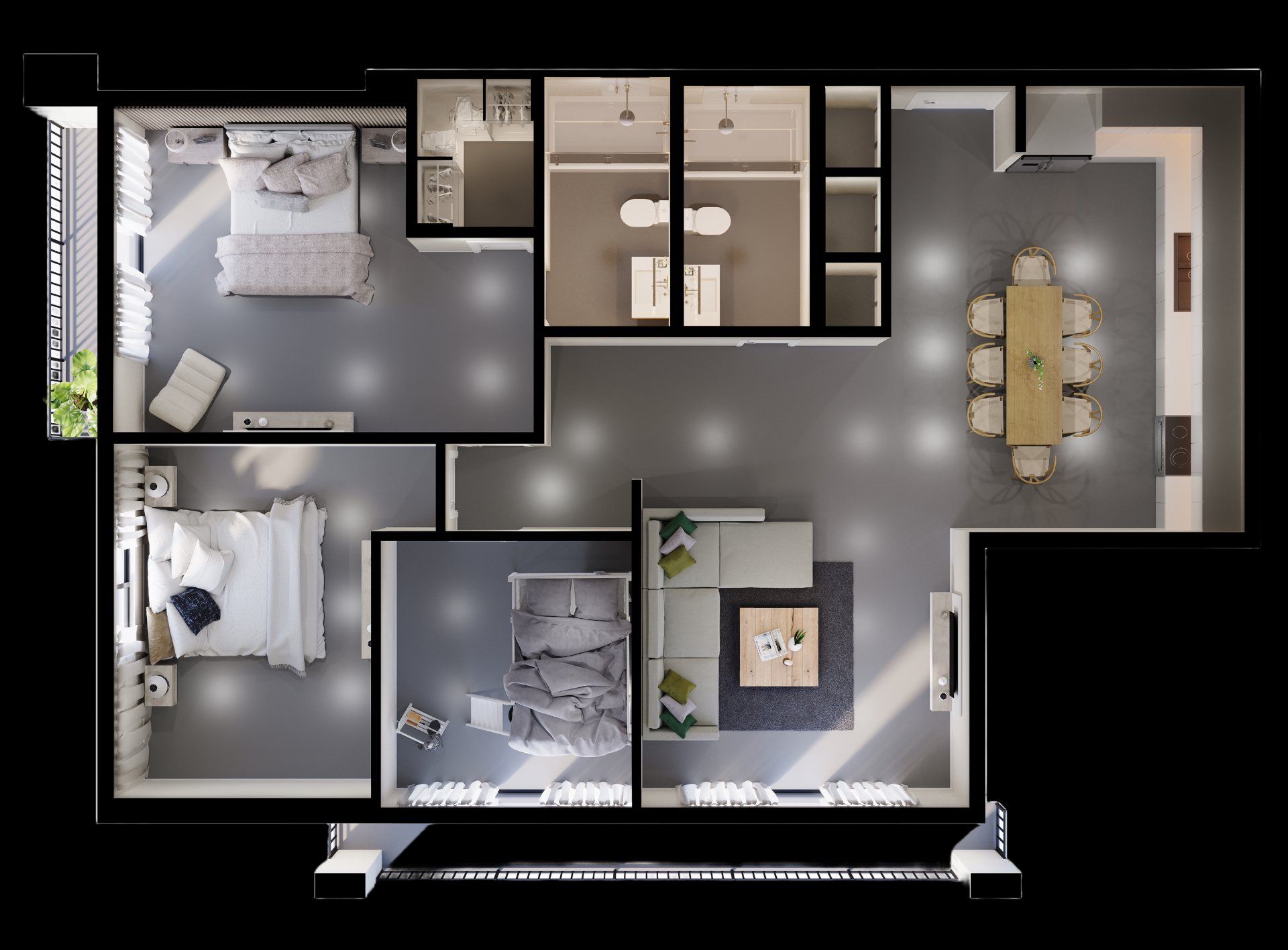 Image 1 representing the 2 Bed + Den (II) by ABH Developer Group in 1920 Pierce, Hollywood, FL.