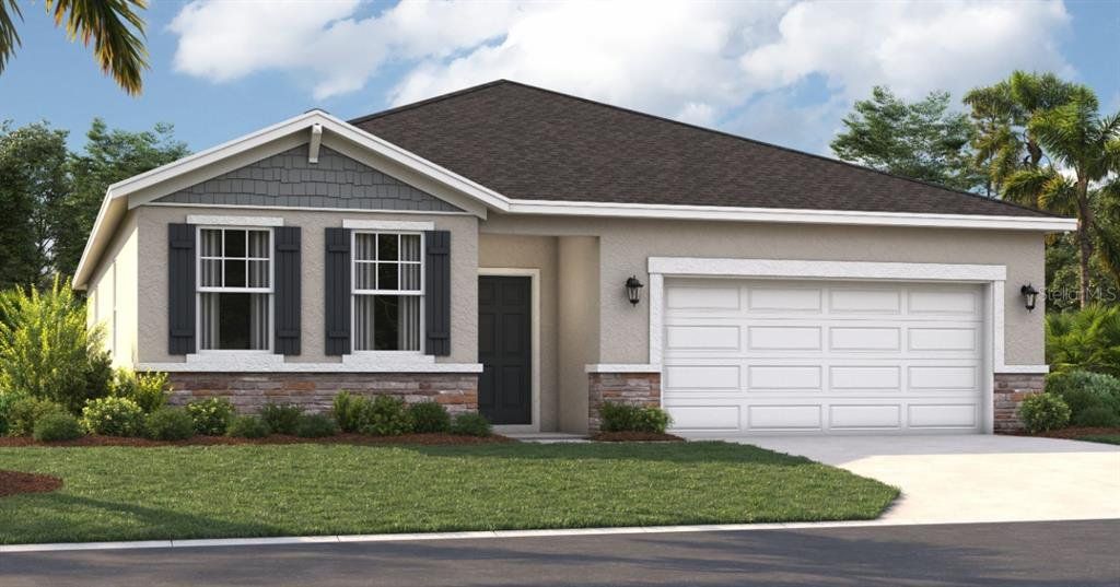 Front exterior of a new home in Brack Ranch, St. Cloud, FL, highlighting curb appeal (Image 1). Front exterior of a new home in Brack Ranch, St. Cloud, FL, highlighting curb appeal (Image 1).