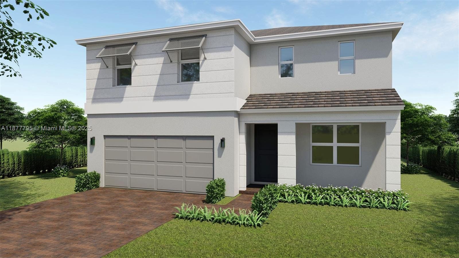 Front exterior of a new home in Parker Pointe, Homestead, FL, highlighting curb appeal (Image 1). Front exterior of a new home in Parker Pointe, Homestead, FL, highlighting curb appeal (Image 1).