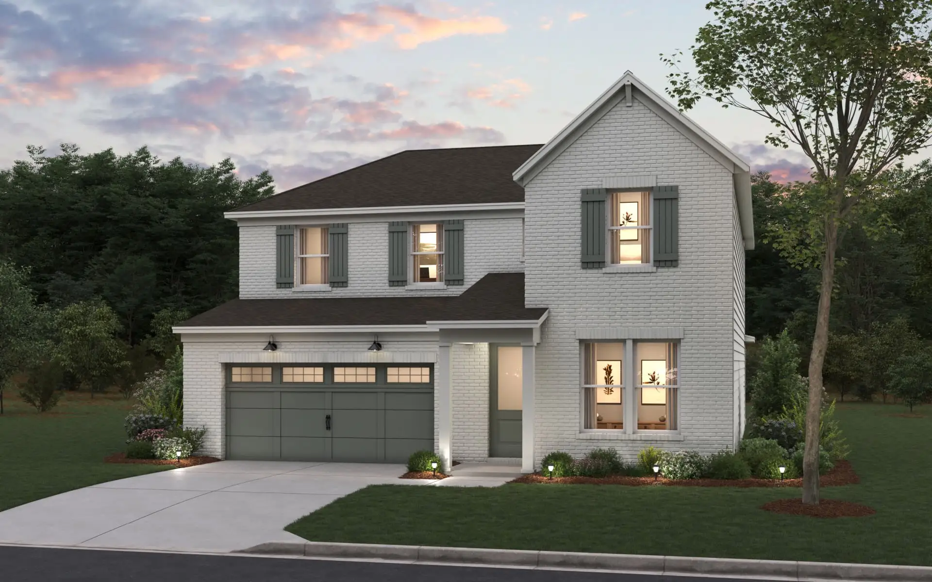 Front exterior of a new home in Amherst, McDonough, GA, highlighting curb appeal (Image 1). Front exterior of a new home in Amherst, McDonough, GA, highlighting curb appeal (Image 1).