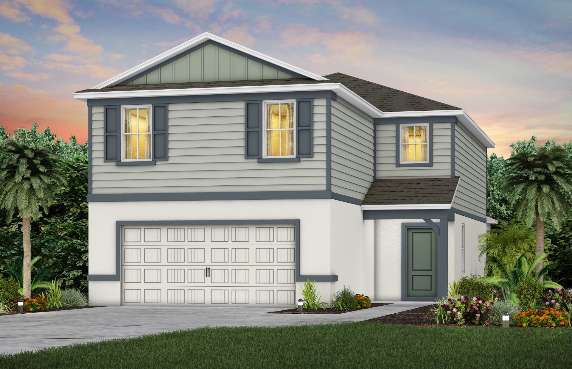 Front exterior of a new home in Hartford Terrace, Davenport, FL, highlighting curb appeal (Image 1). Front exterior of a new home in Hartford Terrace, Davenport, FL, highlighting curb appeal (Image 1).