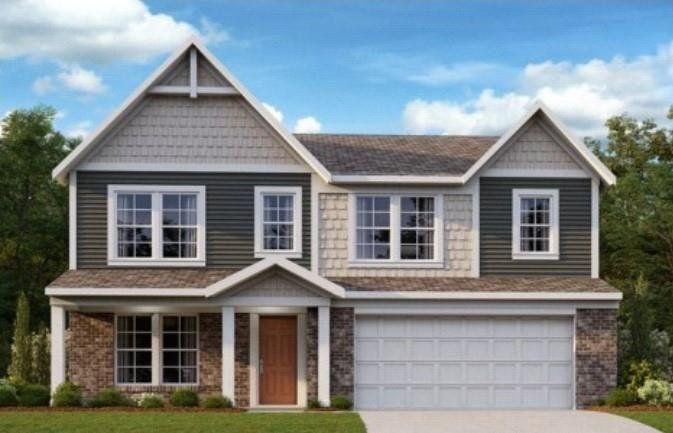 Front exterior of a new home in Twin Lakes, Hoschton, GA, highlighting curb appeal (Image 1). Front exterior of a new home in Twin Lakes, Hoschton, GA, highlighting curb appeal (Image 1).