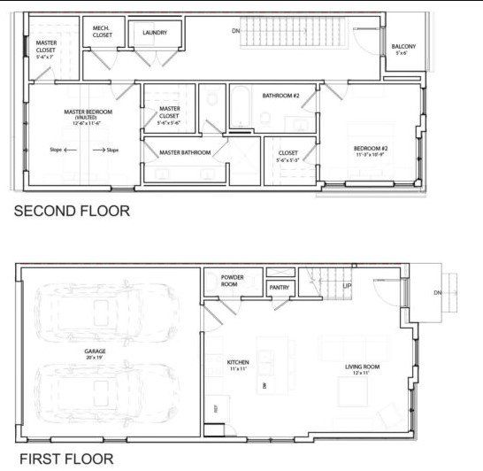 2D floor plan layout for the Walker by Red Seal Homes in 44Tenn Townhomes, Nashville, TN (Image 1). 2D floor plan layout for the Walker by Red Seal Homes in 44Tenn Townhomes, Nashville, TN (Image 1).