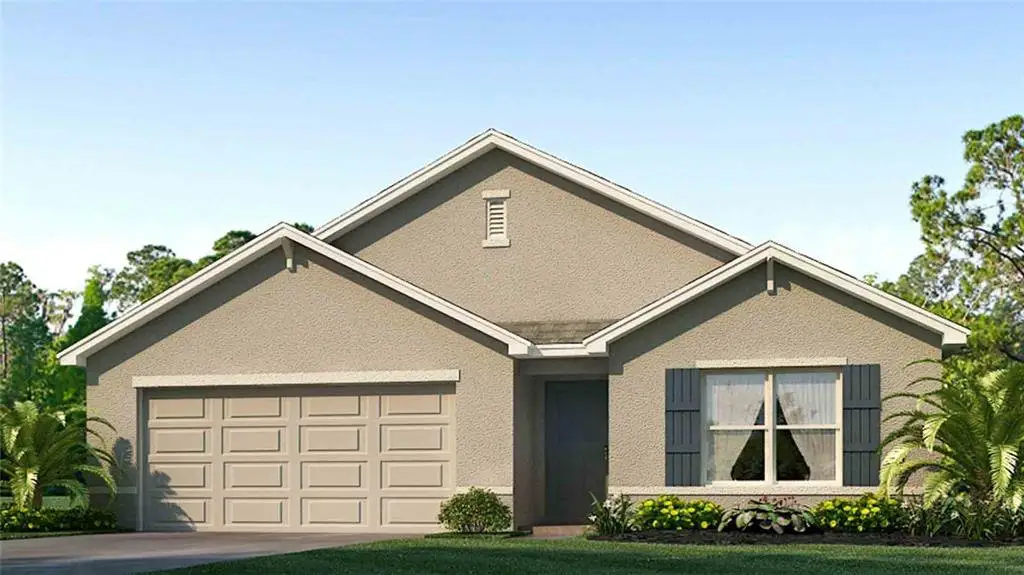 Front exterior of a new home in Abbott Park, Zephyrhills, FL, highlighting curb appeal (Image 1).