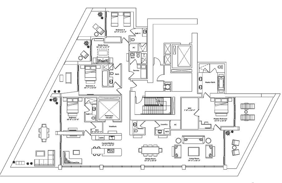 2D floor plan layout for the Model A1S by Fortune International Group in Jade Signature, Sunny Isles Beach, FL (Image 1). 2D floor plan layout for the Model A1S by Fortune International Group in Jade Signature, Sunny Isles Beach, FL (Image 1).