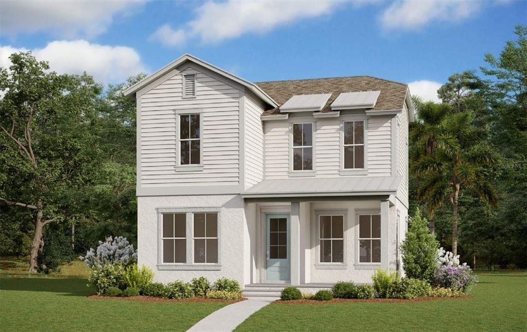 Front exterior of a new home in Laureate Park, Orlando, FL, highlighting curb appeal (Image 1). Front exterior of a new home in Laureate Park, Orlando, FL, highlighting curb appeal (Image 1).