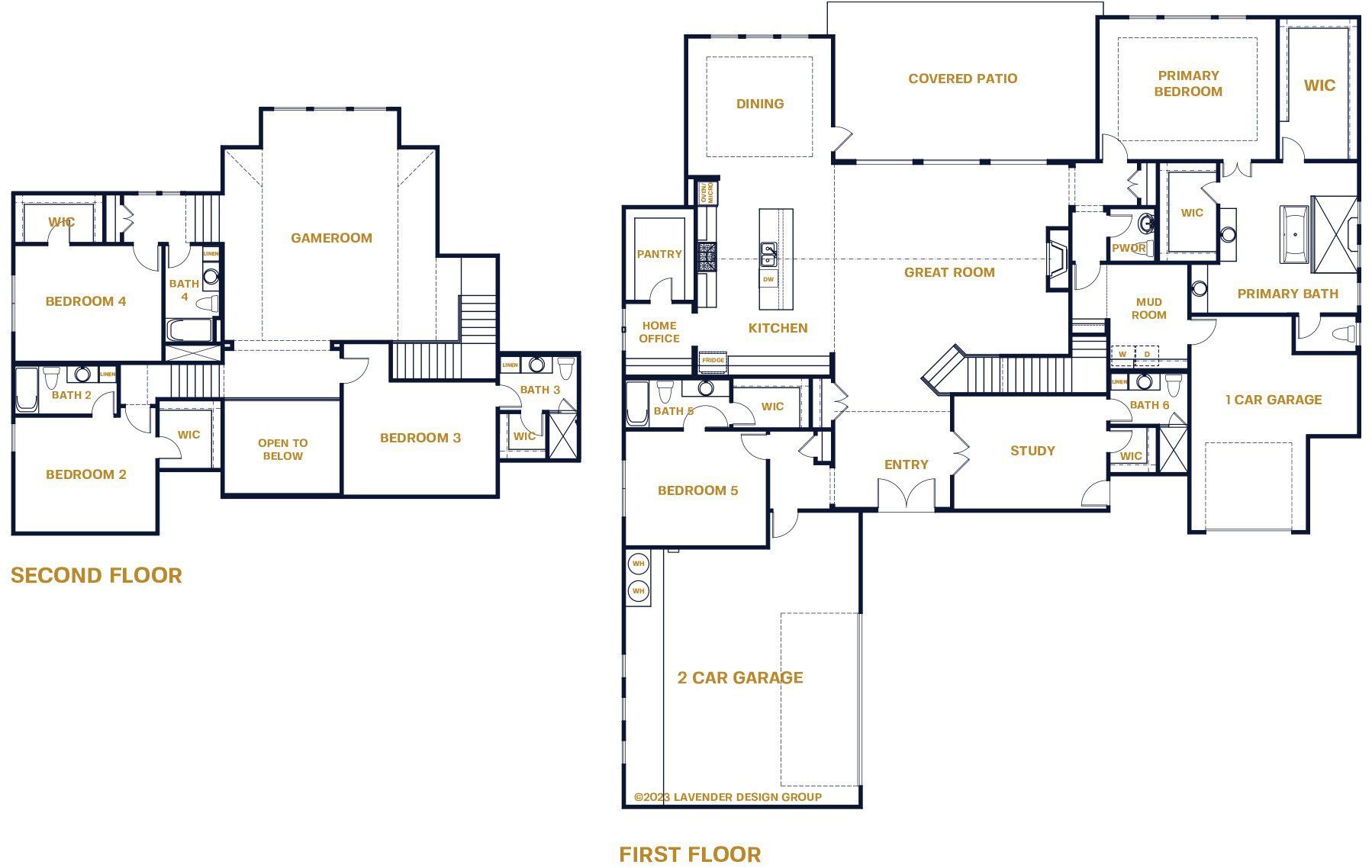 2D floor plan layout for the Seville by Sitterle Homes in Santa Rita Ranch – Estate Homes, Liberty Hill, TX (Image 1).