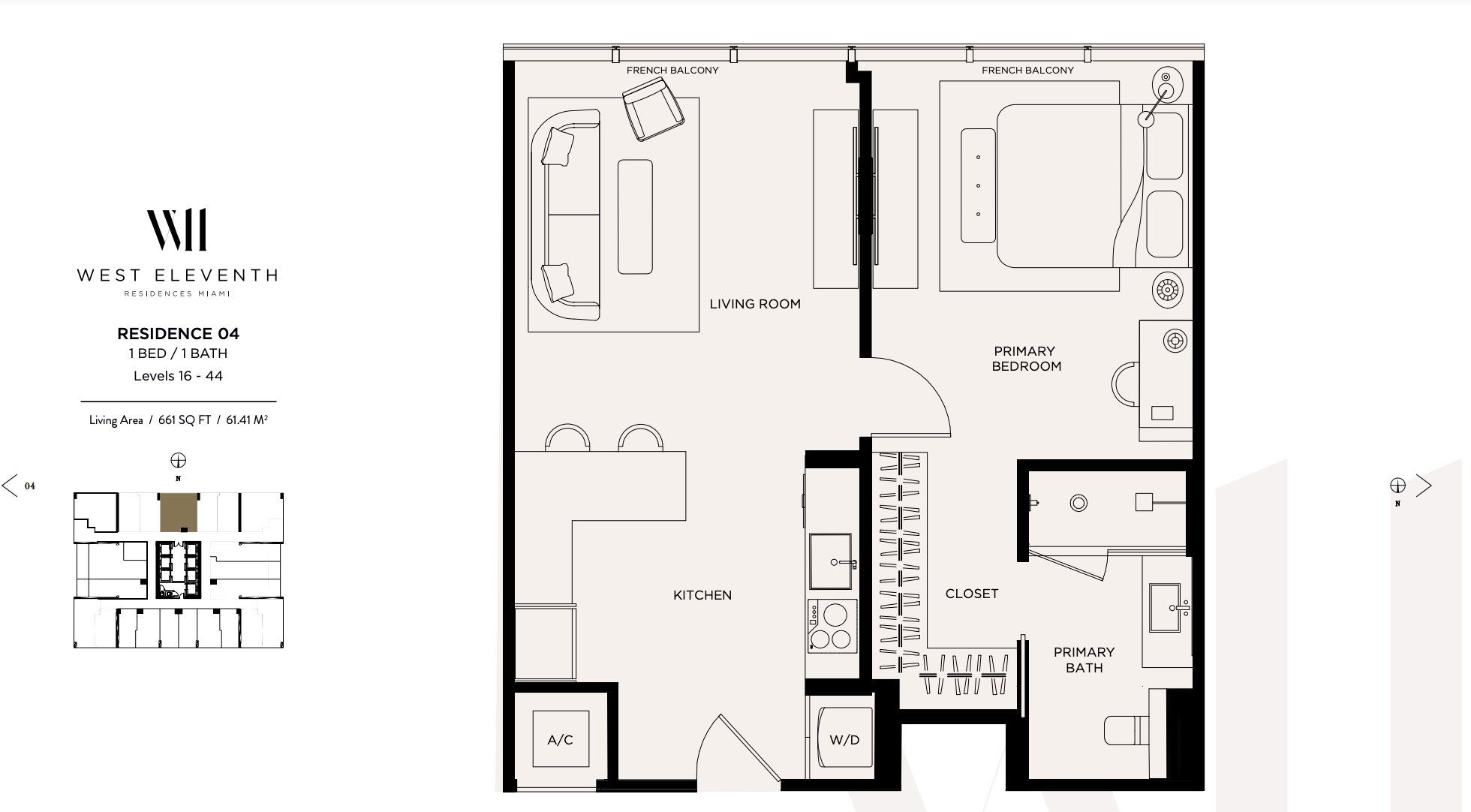 2D floor plan layout for the Residence 04 by Property Markets Group in West Eleventh Residences, Miami, FL (Image 1). 2D floor plan layout for the Residence 04 by Property Markets Group in West Eleventh Residences, Miami, FL (Image 1).