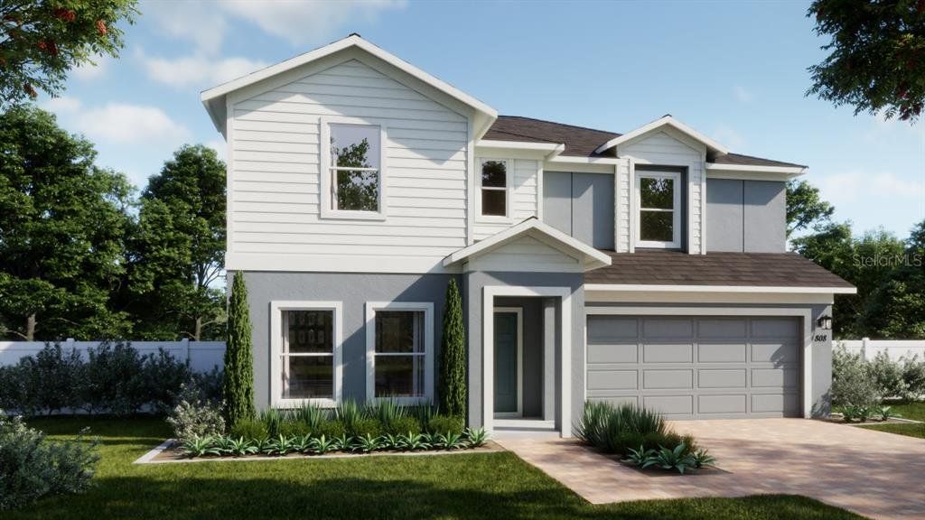 Front exterior of a new home in Trinity Place, St. Cloud, FL, highlighting curb appeal (Image 1). Front exterior of a new home in Trinity Place, St. Cloud, FL, highlighting curb appeal (Image 1).