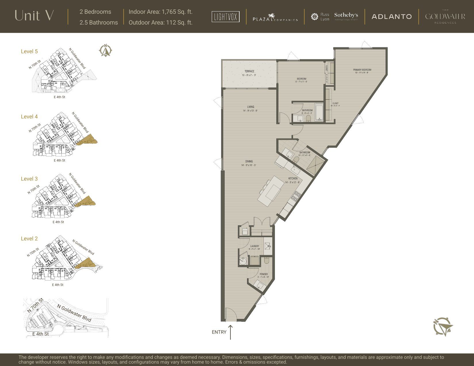 2D floor plan layout for the Unit V by Adlanto in The Goldwater Residences, Scottsdale, AZ (Image 1). 2D floor plan layout for the Unit V by Adlanto in The Goldwater Residences, Scottsdale, AZ (Image 1).