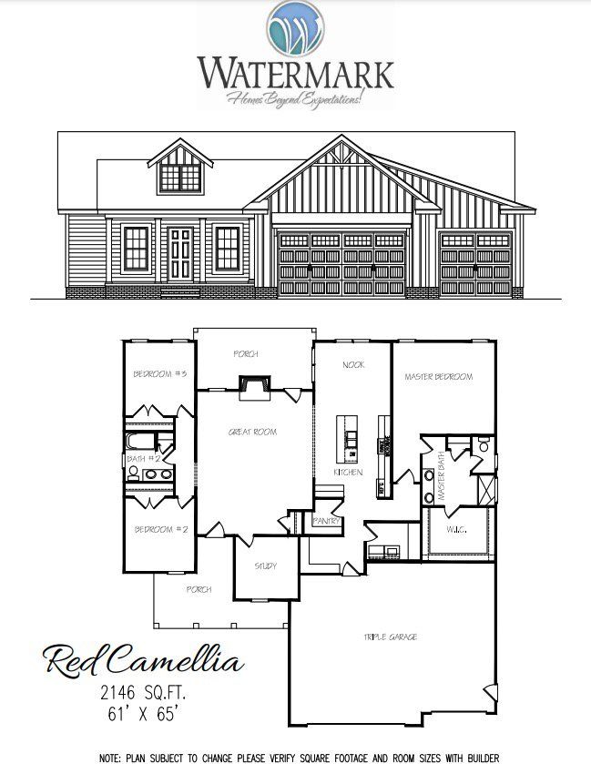2D floor plan layout for the Red Camellia by Watermark Homes in Spring Branch, Benson, NC (Image 1). 2D floor plan layout for the Red Camellia by Watermark Homes in Spring Branch, Benson, NC (Image 1).