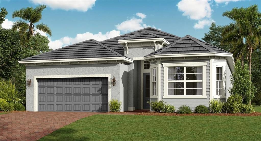 Front exterior of a new home in Wellen Park Golf & Country Club, Venice, FL, highlighting curb appeal (Image 1). Front exterior of a new home in Wellen Park Golf & Country Club, Venice, FL, highlighting curb appeal (Image 1).