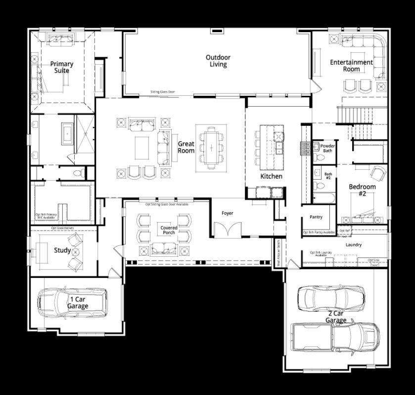 2D floor plan layout for the Briarwood by Highland Homes in Estates at Bristol Valley, Heath, TX (Image 1). 2D floor plan layout for the Briarwood by Highland Homes in Estates at Bristol Valley, Heath, TX (Image 1).