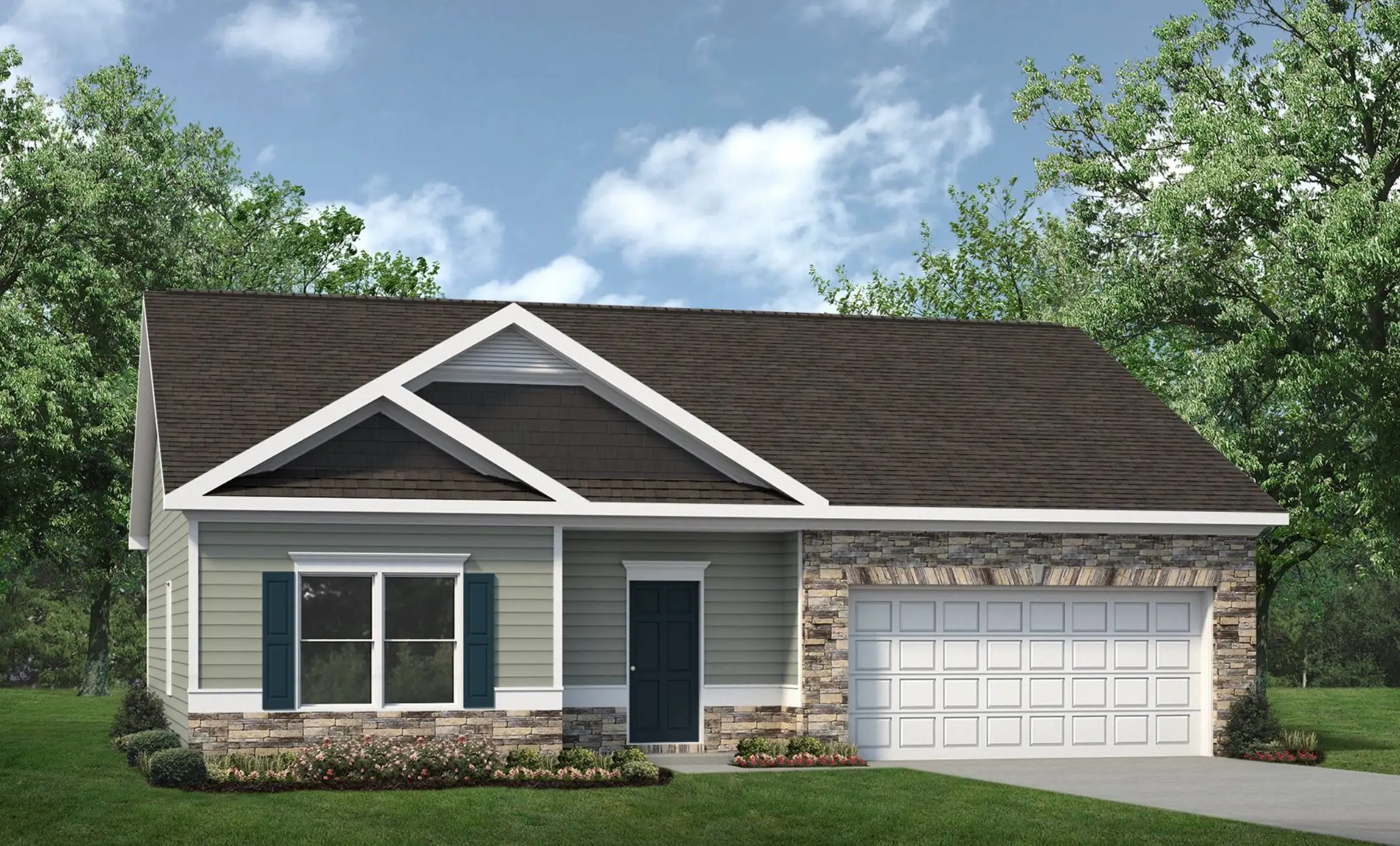 Front exterior of a new home in Jackson Hills, Clarksville, TN, highlighting curb appeal (Image 1). Front exterior of a new home in Jackson Hills, Clarksville, TN, highlighting curb appeal (Image 1).