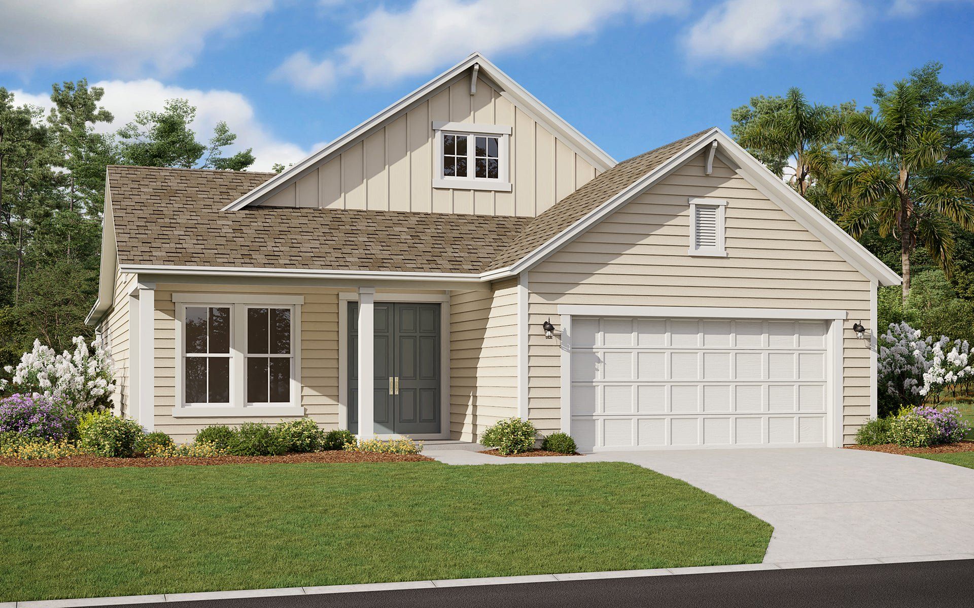 Front exterior of a new home in Hyland Trail, Green Cove Springs, FL, highlighting curb appeal (Image 1).