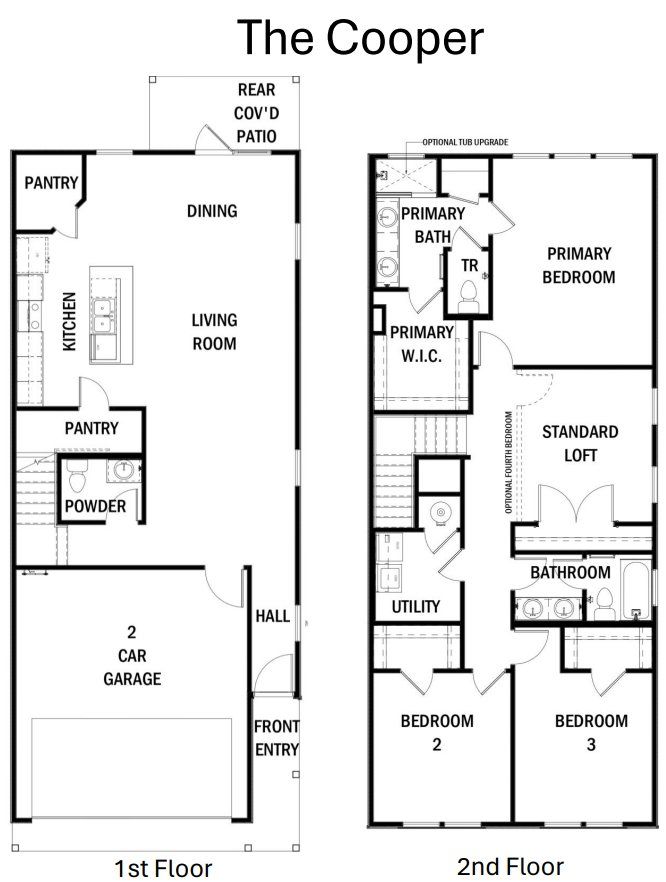 2D floor plan layout for the The Cooper by Rosehaven Homes in Friedrich Hill, San Antonio, TX (Image 1).