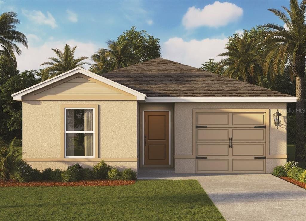 Front exterior of a new home in Harmony West, St. Cloud, FL, highlighting curb appeal (Image 1). Front exterior of a new home in Harmony West, St. Cloud, FL, highlighting curb appeal (Image 1).