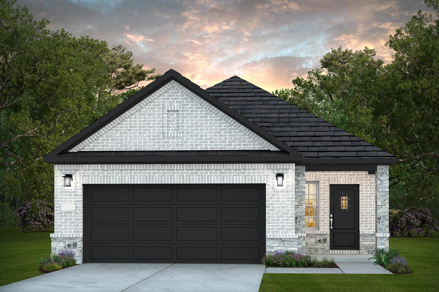 Front exterior of a new home in Pulte Homes at Two Step Farm, Montgomery, TX, highlighting curb appeal (Image 1). Front exterior of a new home in Pulte Homes at Two Step Farm, Montgomery, TX, highlighting curb appeal (Image 1).