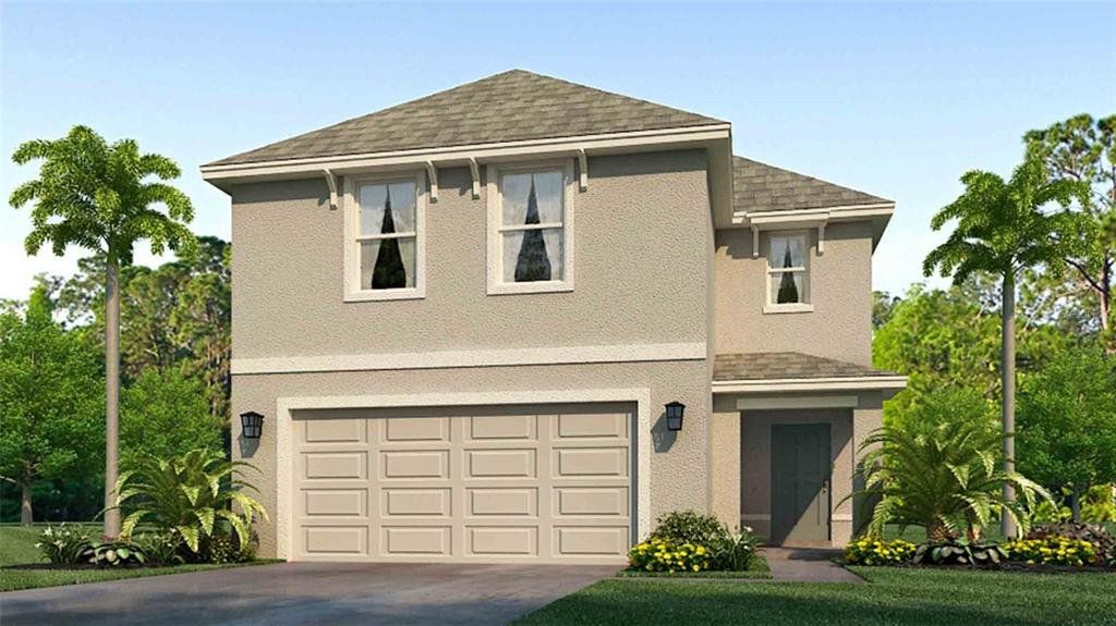 Front exterior of a new home in Bella Lago, Parrish, FL, highlighting curb appeal (Image 1). Front exterior of a new home in Bella Lago, Parrish, FL, highlighting curb appeal (Image 1).