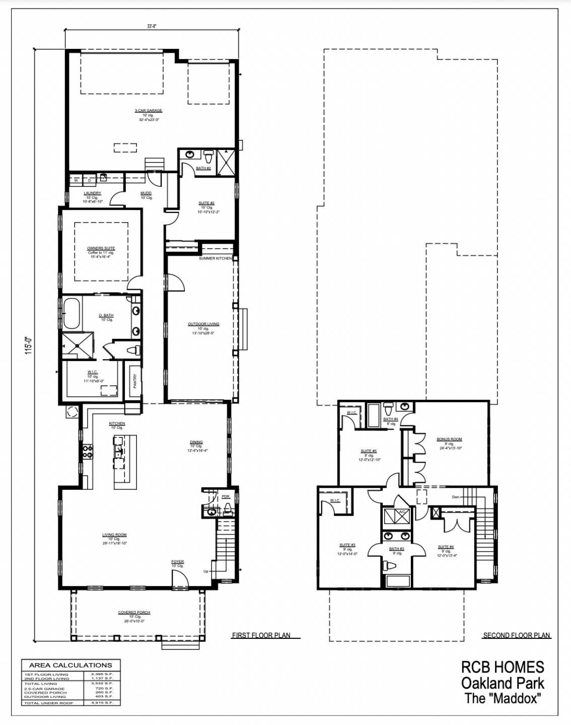2D floor plan layout for the The Maddox by RCB Homes in Oakland Park, Winter Garden, FL (Image 1).