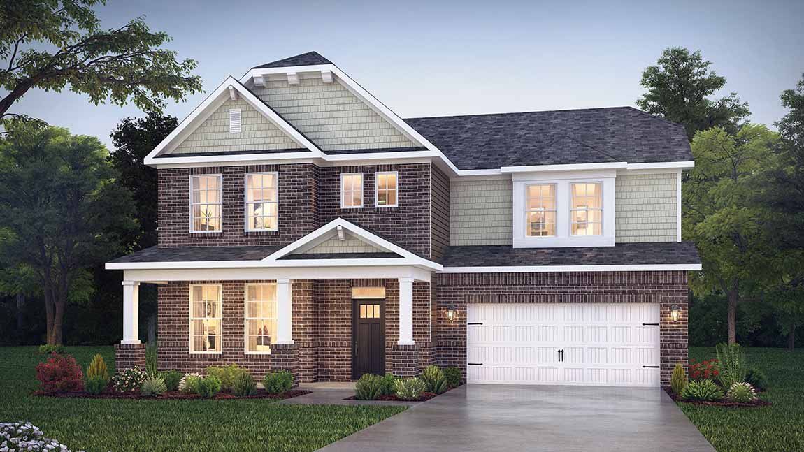Front exterior of a new home in Westport, York, SC, highlighting curb appeal (Image 1). Front exterior of a new home in Westport, York, SC, highlighting curb appeal (Image 1).
