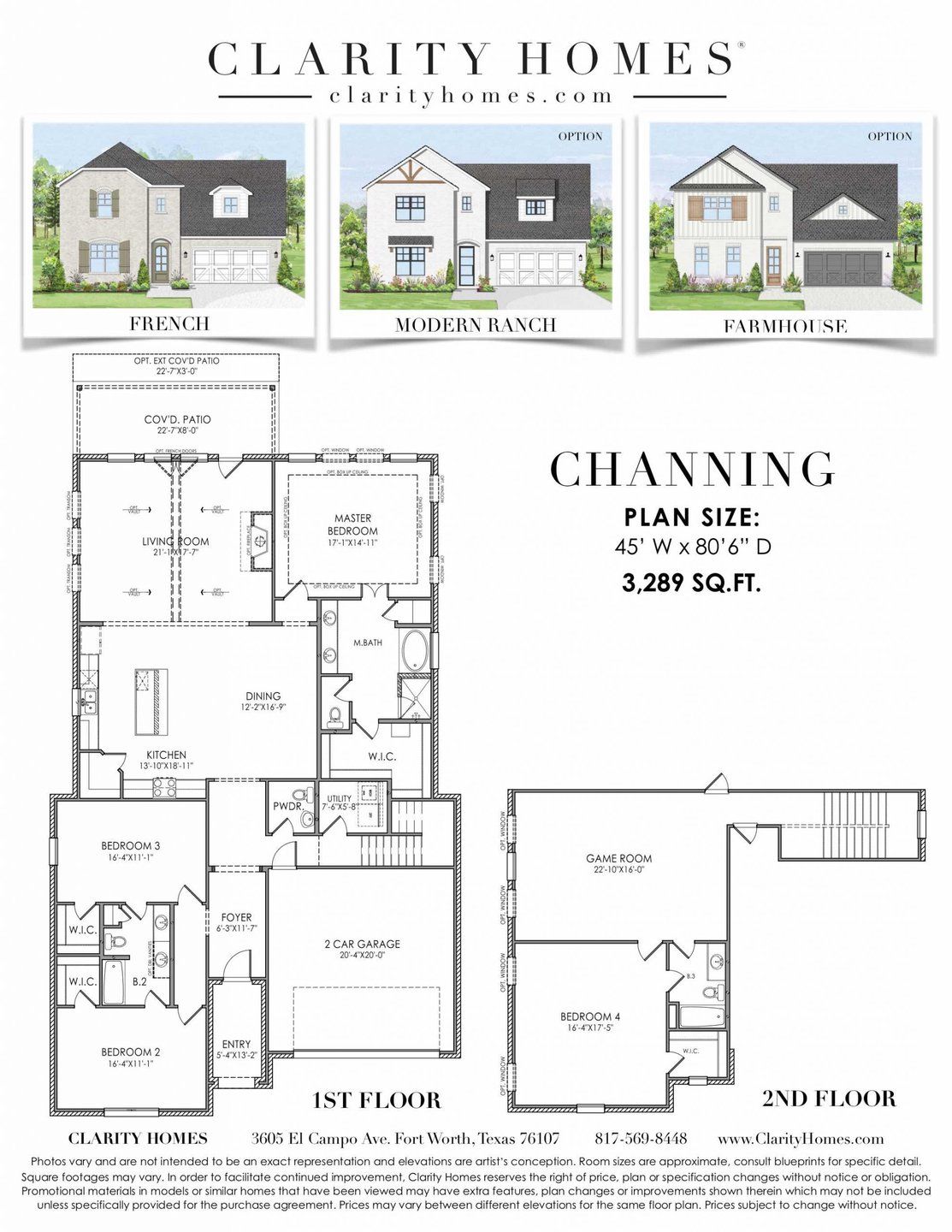 2D floor plan layout for the Channing by Clarity Homes in The Bluffs At Parks Of Aledo, Aledo, TX (Image 1). 2D floor plan layout for the Channing by Clarity Homes in The Bluffs At Parks Of Aledo, Aledo, TX (Image 1).