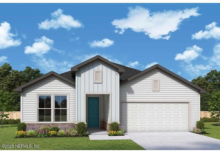 Front exterior of a new home in Tributary 50', Yulee, FL, highlighting curb appeal (Image 1).