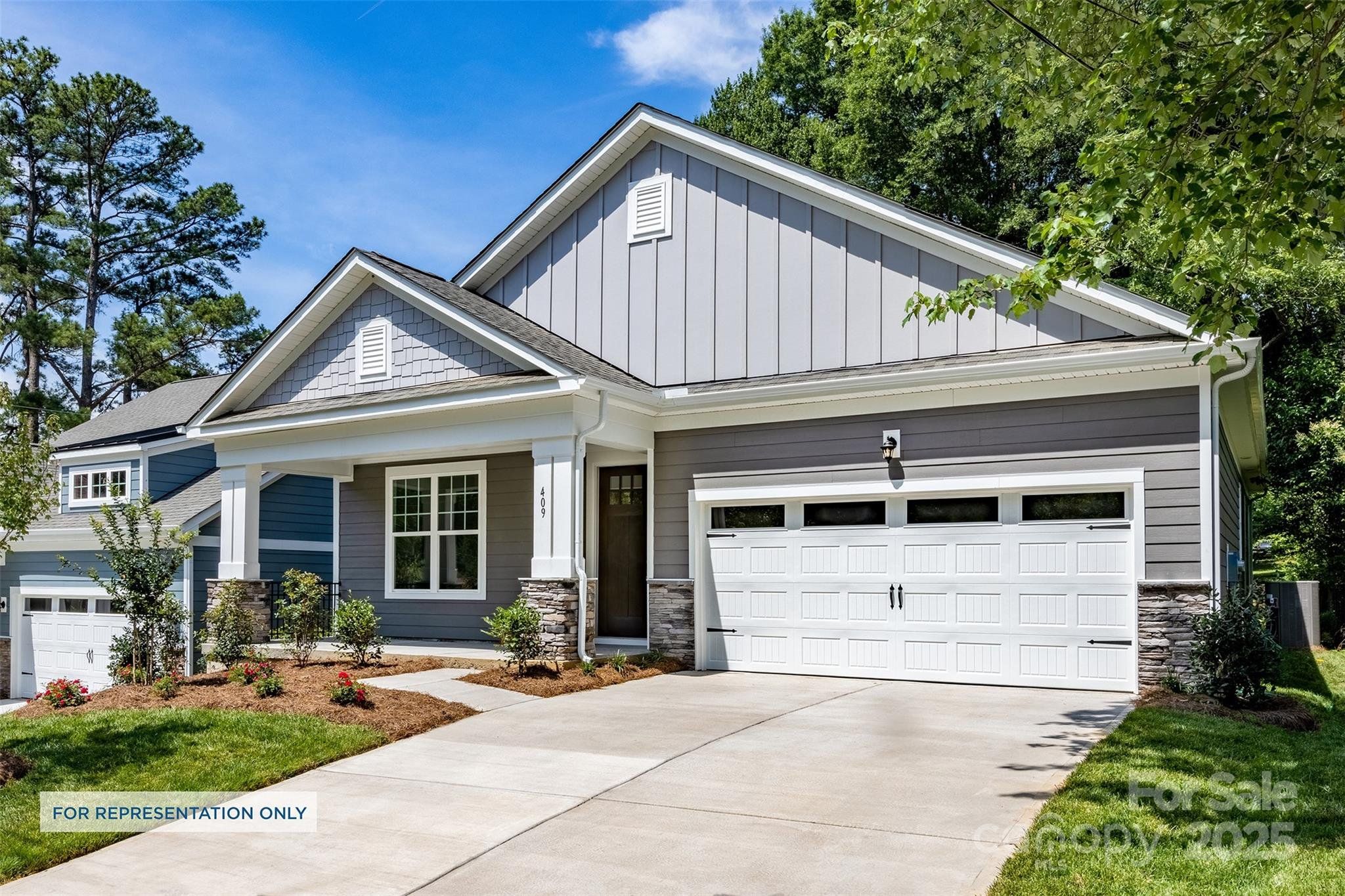 Front exterior of a new home in , Cramerton, NC, highlighting curb appeal (Image 1). Front exterior of a new home in , Cramerton, NC, highlighting curb appeal (Image 1).