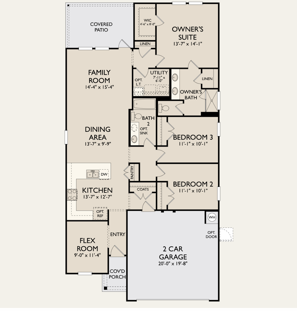 2D floor plan layout for the Brodie by Ashton Woods in Patterson Ranch, Georgetown, TX (Image 1).