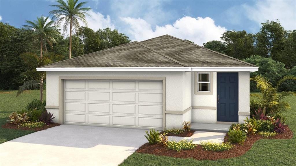 Front exterior of a new home in Northwater at Two Rivers, Zephyrhills, FL, highlighting curb appeal (Image 1). Front exterior of a new home in Northwater at Two Rivers, Zephyrhills, FL, highlighting curb appeal (Image 1).