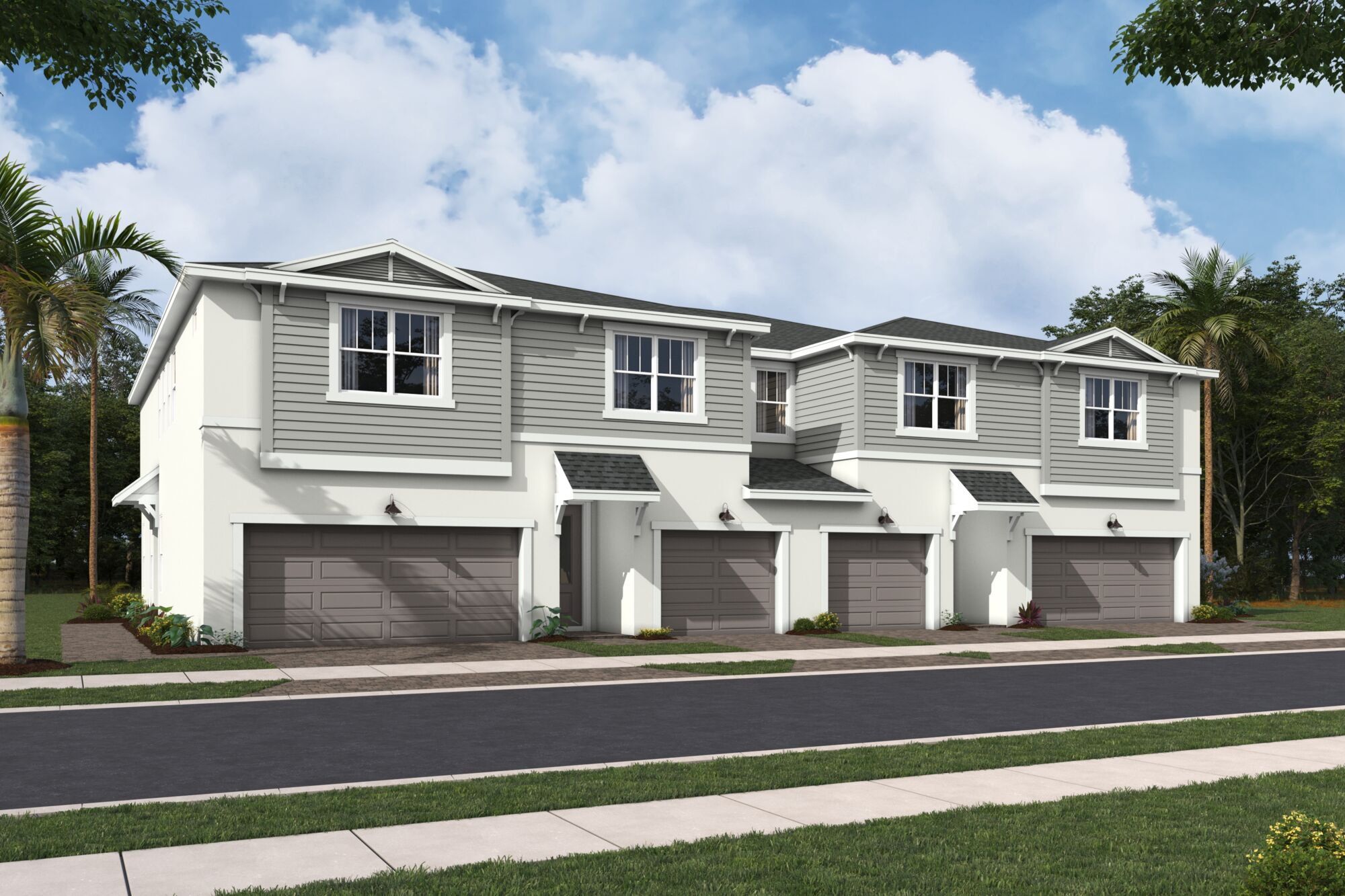 Front exterior of a new home in Forest – Townhomes, Lake Worth, FL, highlighting curb appeal (Image 1). Front exterior of a new home in Forest – Townhomes, Lake Worth, FL, highlighting curb appeal (Image 1).