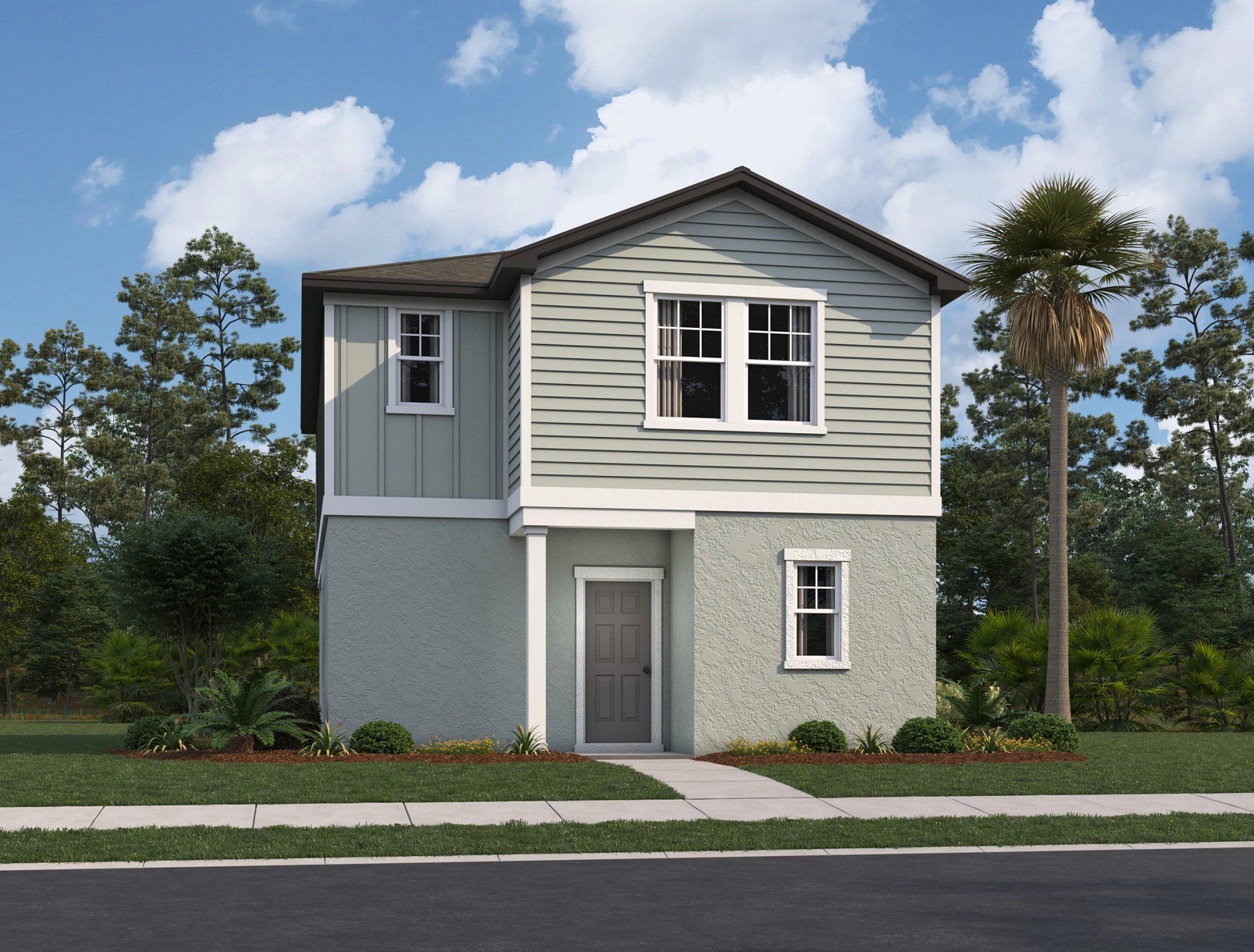 Front exterior of a new home in Hawks Run, Kissimmee, FL, highlighting curb appeal (Image 1). Front exterior of a new home in Hawks Run, Kissimmee, FL, highlighting curb appeal (Image 1).