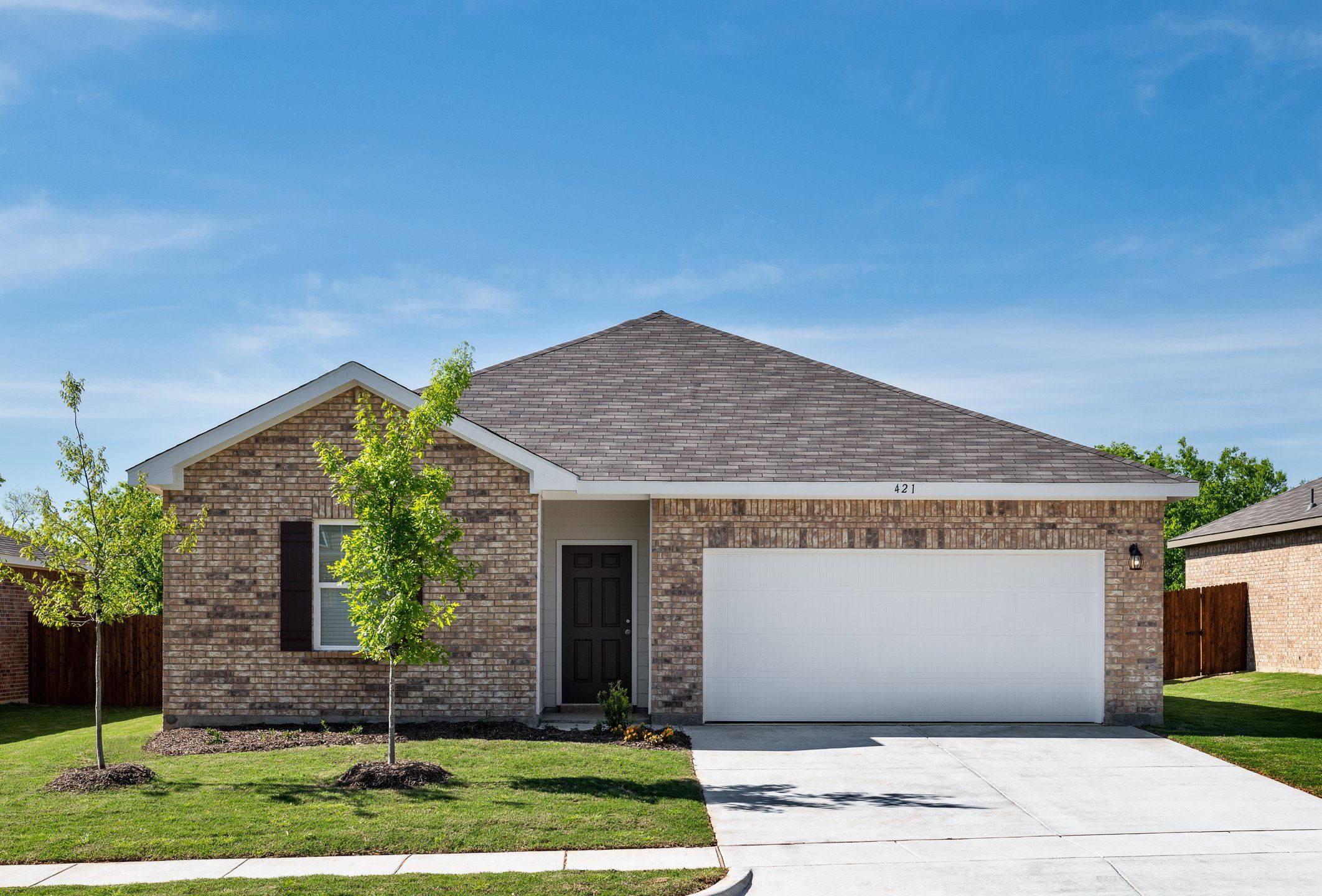 Front exterior of a new home in Noble Ridge, Howe, TX, highlighting curb appeal (Image 1).